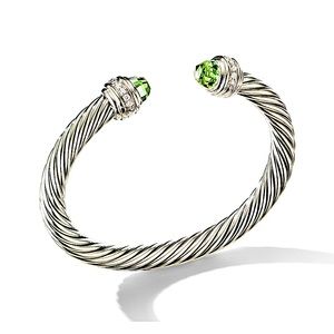 David Yurman Praisiolite Diamond 7MM Cable Cuff Bracelet